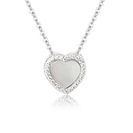 SALE! Sterling Silver Kid's Mother of Pearl Heart Necklace