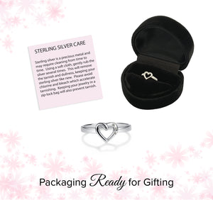 Sterling Silver Open Heart Baby Ring with CZs for Kids (BR-71-Clear)