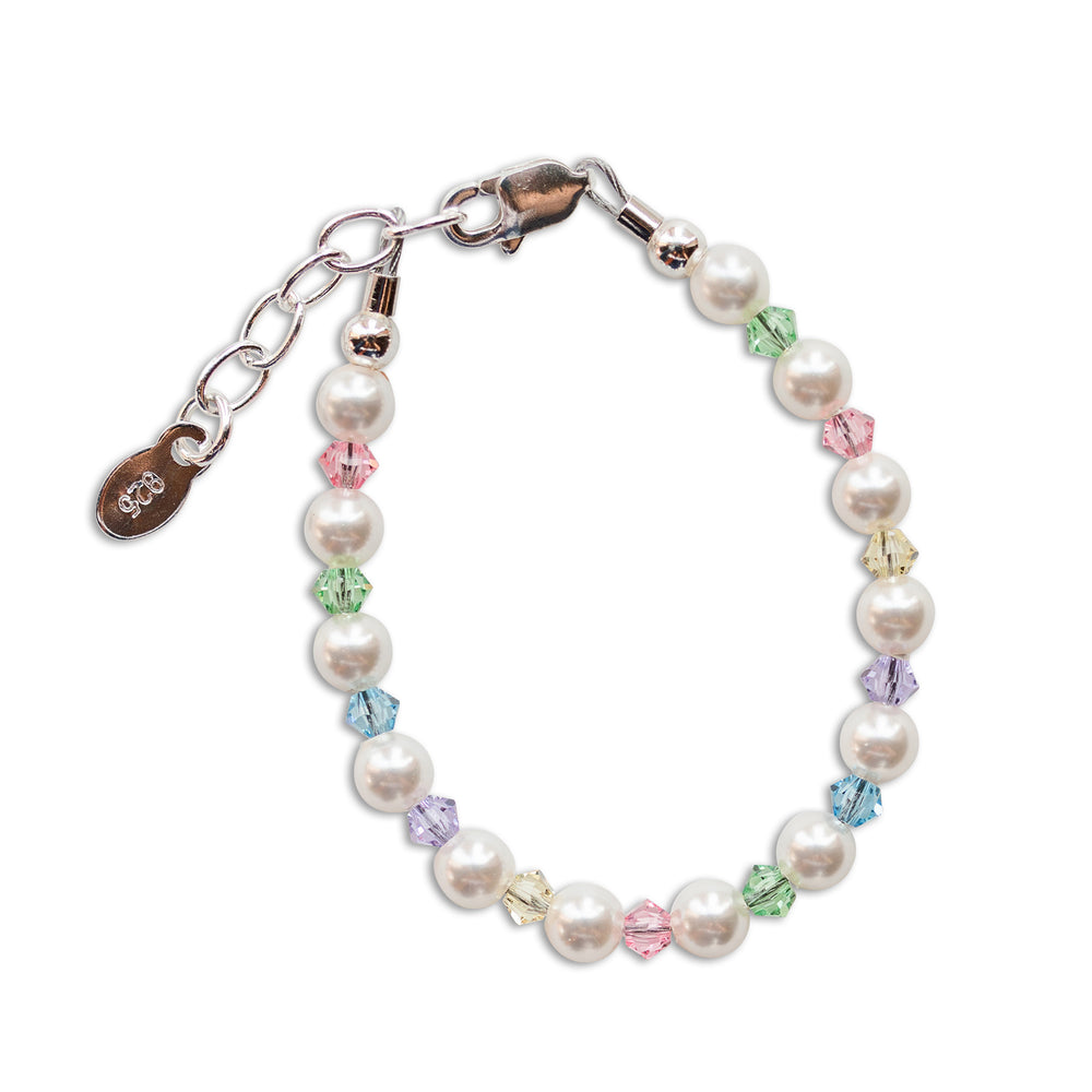 Sterling Silver Multi-Color Pearl Bracelet for Infant Girls, Toddlers and Kids