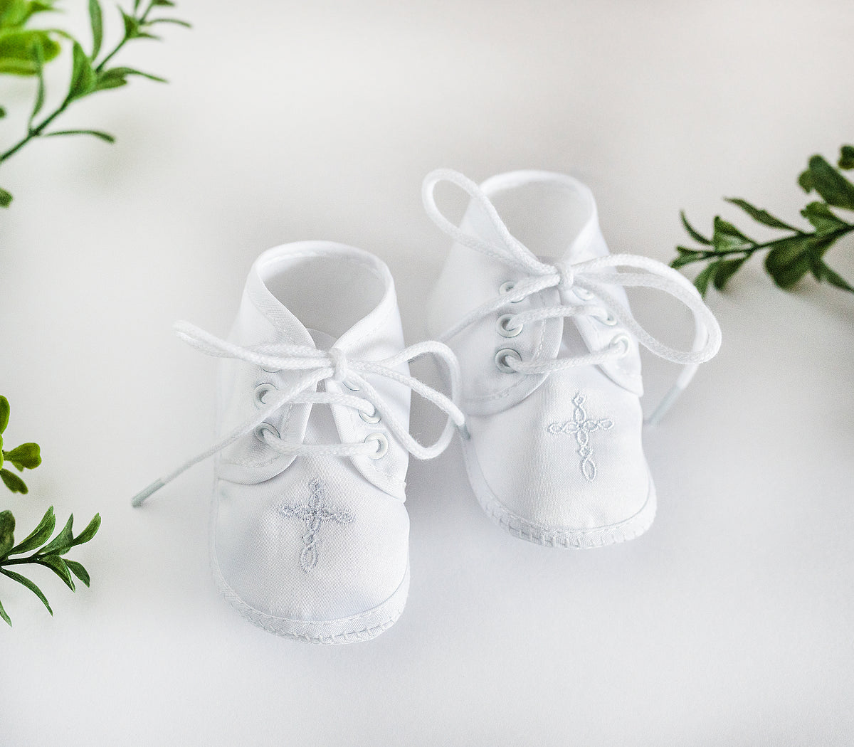 Baby Boy White Baptism or Christening Shoe with Cross Embellishment Cherished Moments Jewelry