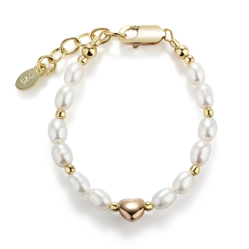 Willow - 14K Gold Plated Pearl Heart Bracelet for Babies or Kids
