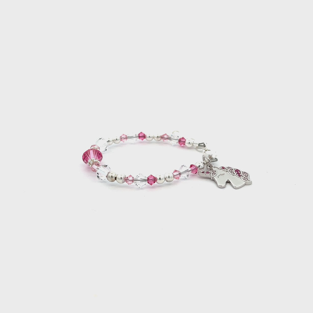 
                
                    Load and play video in Gallery viewer, Unicorn (Pink) - Sterling Silver Unicorn Bracelet for Little Girls
                
            