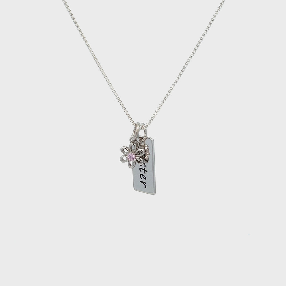 
                
                    Load and play video in Gallery viewer, Sterling Silver Sister Necklace for Kids
                
            