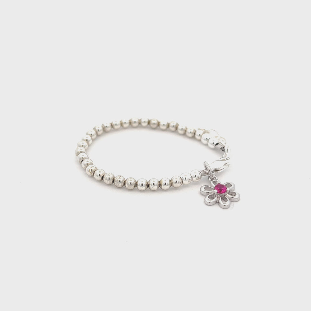 
                
                    Load and play video in Gallery viewer, Birthstone Bracelet - Sterling Silver Silver Daisy for Babies and Girls
                
            