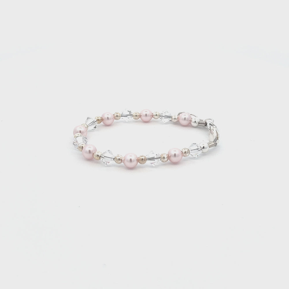 
                
                    Load and play video in Gallery viewer, Sterling Silver Pink Pearl Bracelet for New Infant Baby and Little Girls
                
            