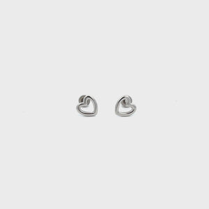 
                
                    Load and play video in Gallery viewer, Sterling Silver Children&amp;#39;s Hollow Heart Earrings
                
            