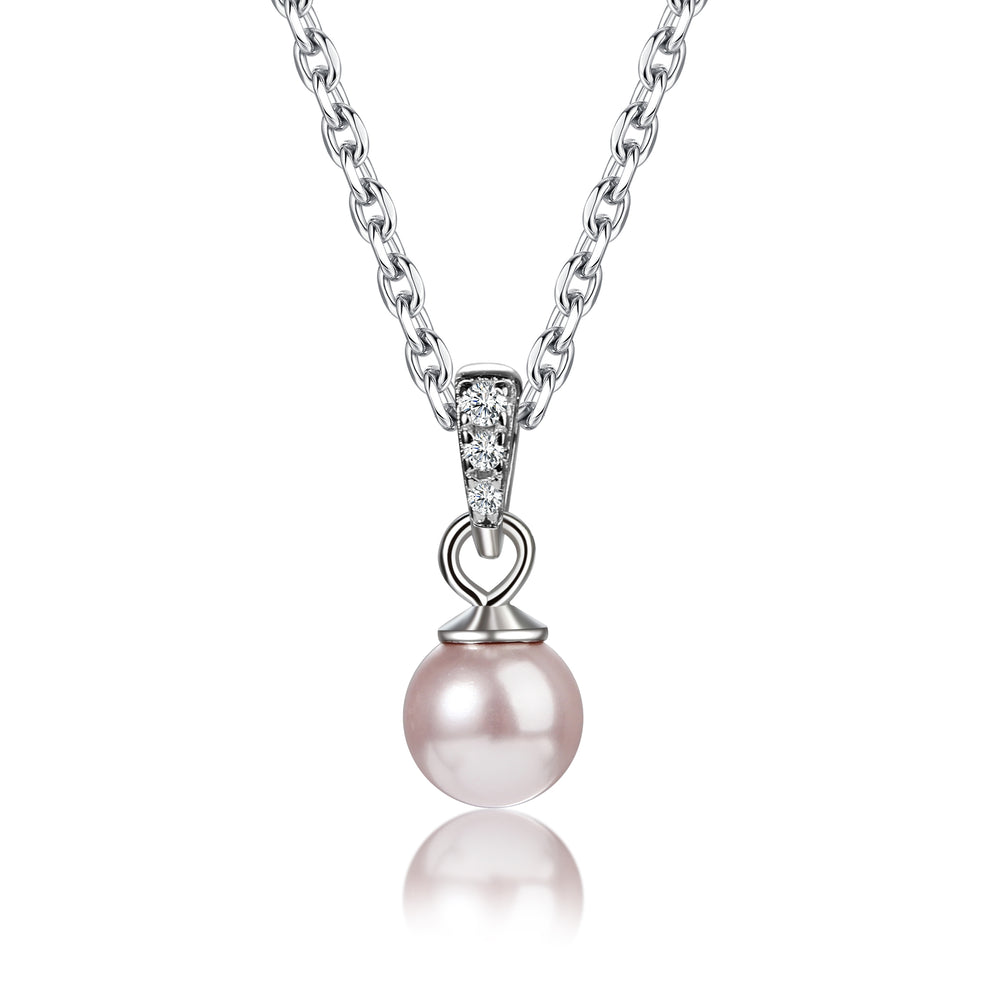 Sterling Silver Child's White or Pink Pearl Necklace