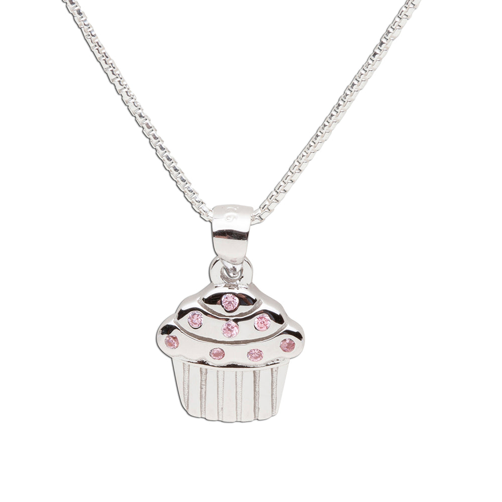 SALE! Sterling Silver Cupcake Necklace for Little Girls