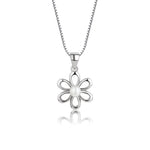 Sterling Silver Daisy Necklace with White Pearl for Girls