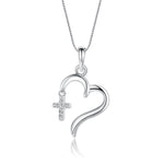 Sterling Silver Children's Heart Necklace with CZ Cross