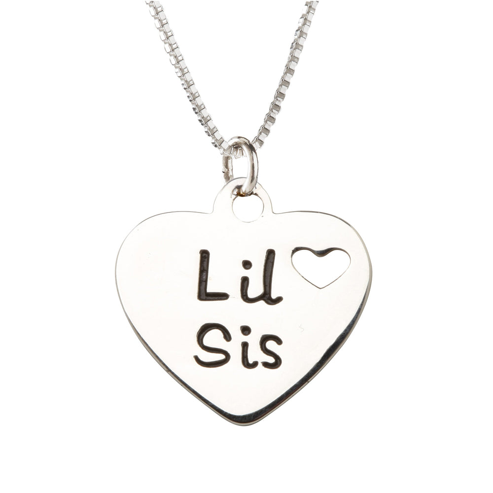 sterling silver lil sis charm necklace for little sisters