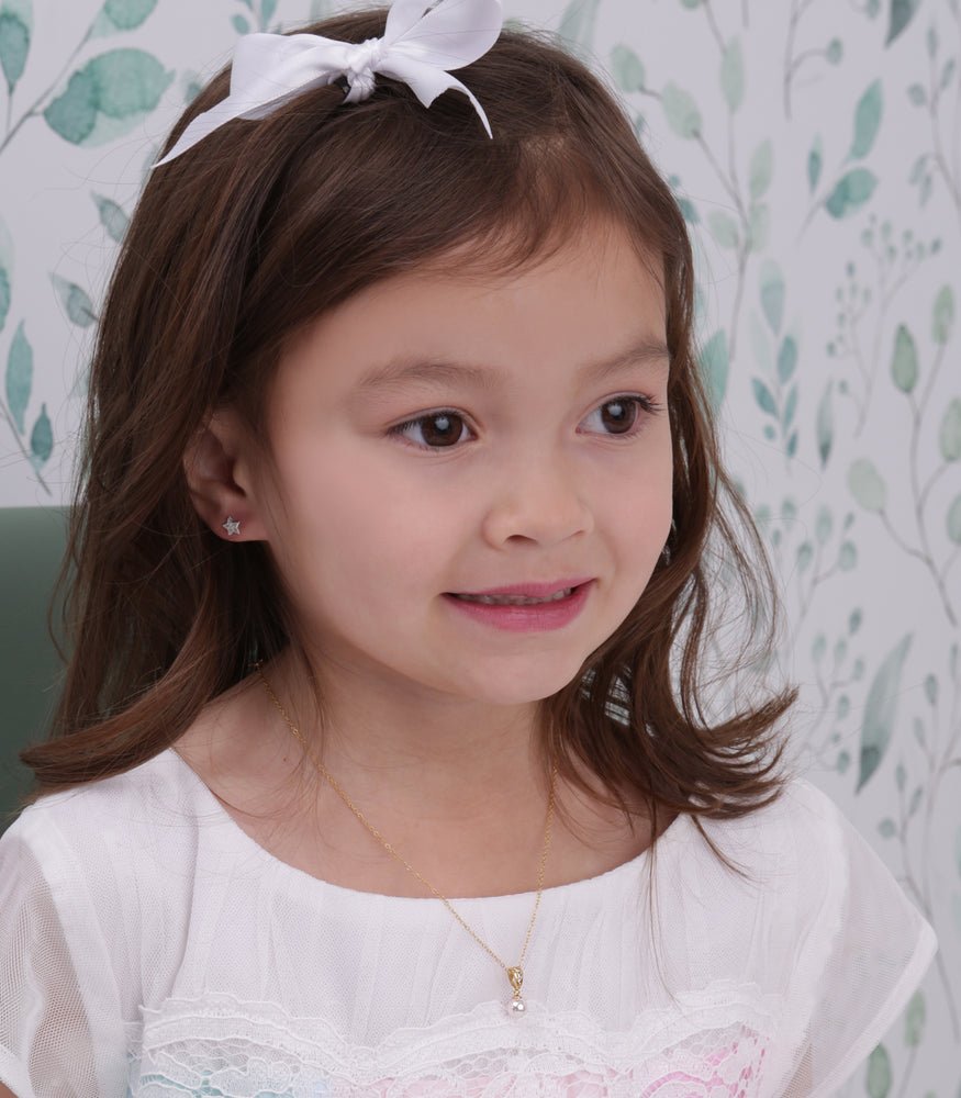 14K Gold-Plated Children's White Pearl Necklace