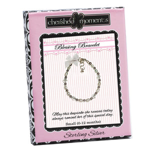 Sterling Silver Pearl Blessing Bracelet for Baby Girls