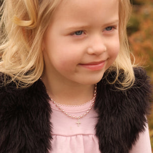 pink cross necklace for little girls