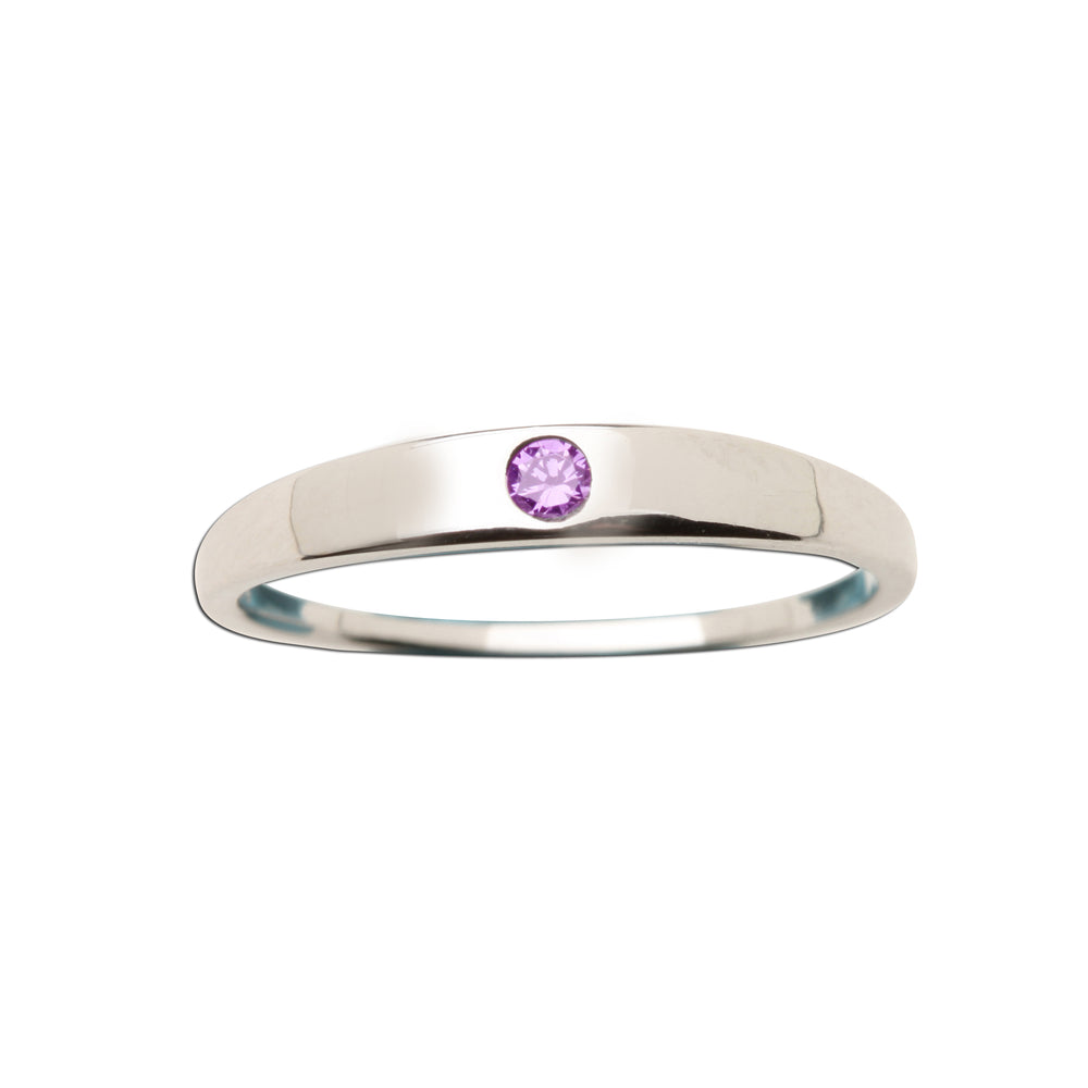 Sterling Silver Baby Ring with Amethyst CZ for Girls