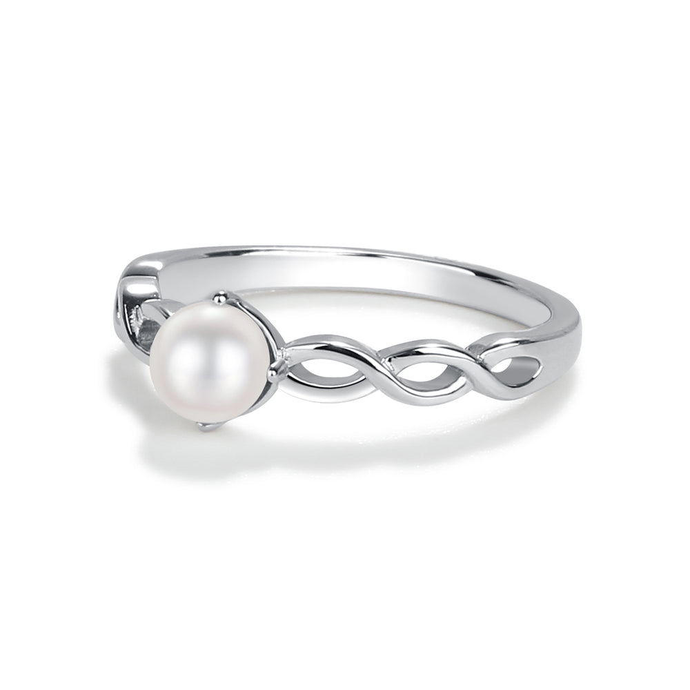 Sterling Silver Pearl Baby Ring with Twisted Band for Little Girls