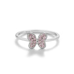 Sterling Silver Pink Butterfly Ring with CZs for Kids