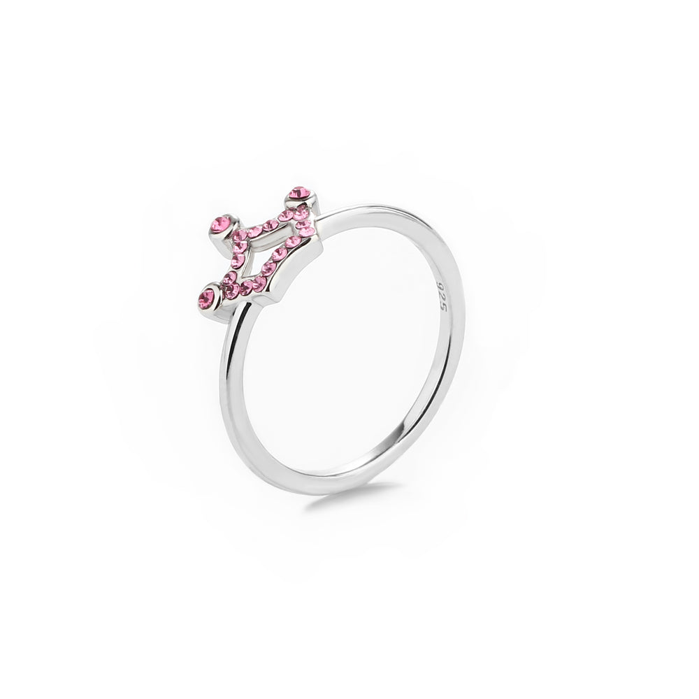 Sterling Silver Pink Tiara Baby Ring with CZs for Kids
