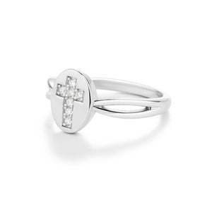 Sterling Silver Cross CZ Baby Ring for Kids