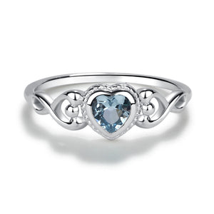Sterling Silver Heart Birthstone Baby Ring for Kids