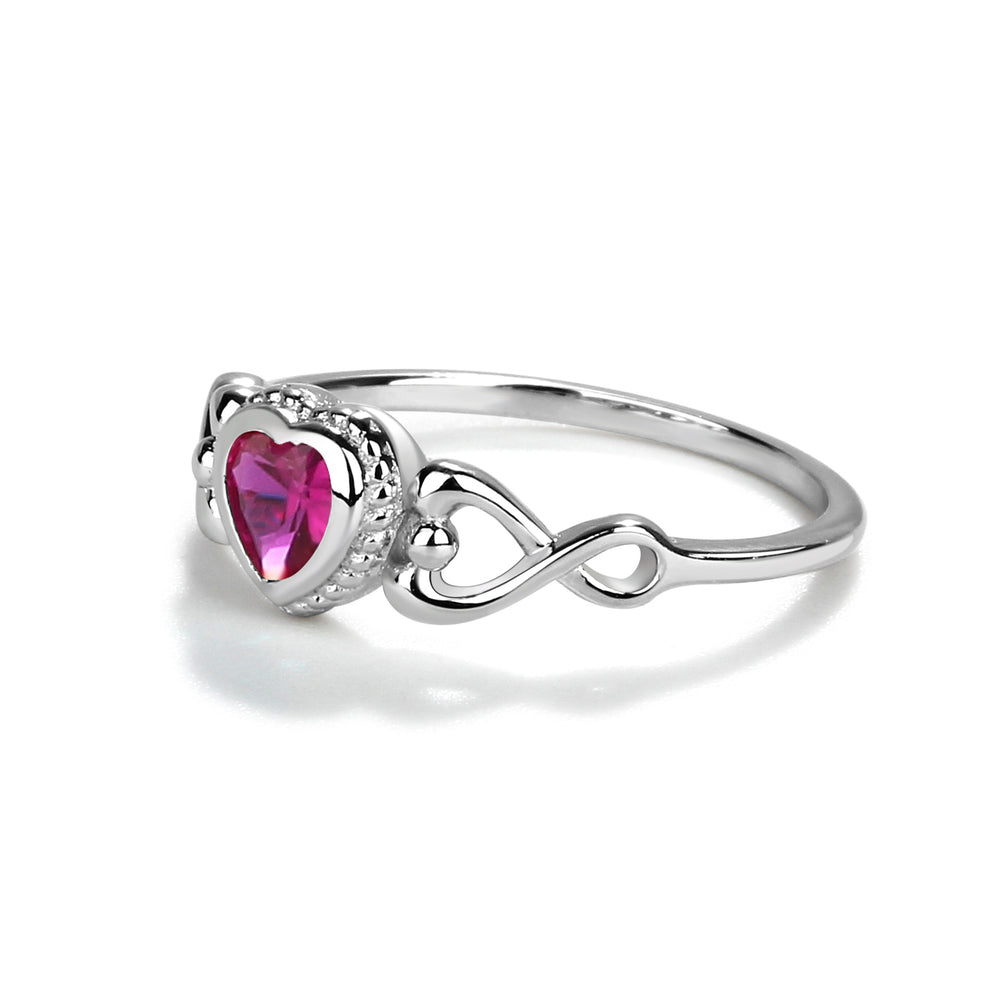 Sterling Silver Ruby Heart Baby Ring for Girls
