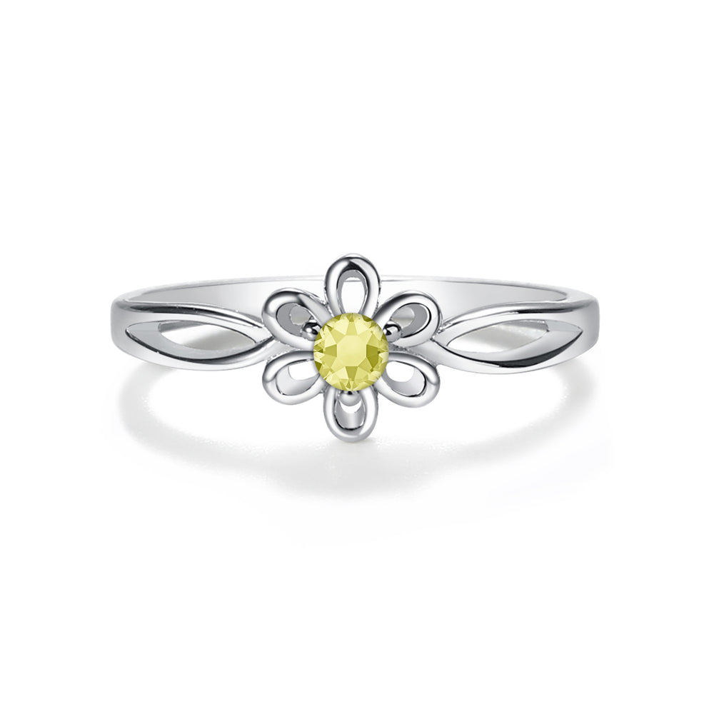 Sterling Silver Daisy Birthstone Baby Ring for Kids