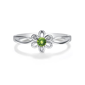 Sterling Silver Daisy Birthstone Baby Ring for Kids