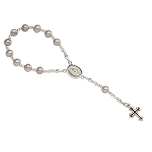 Sterling Silver Grey Baby Rosary Baptism Gift