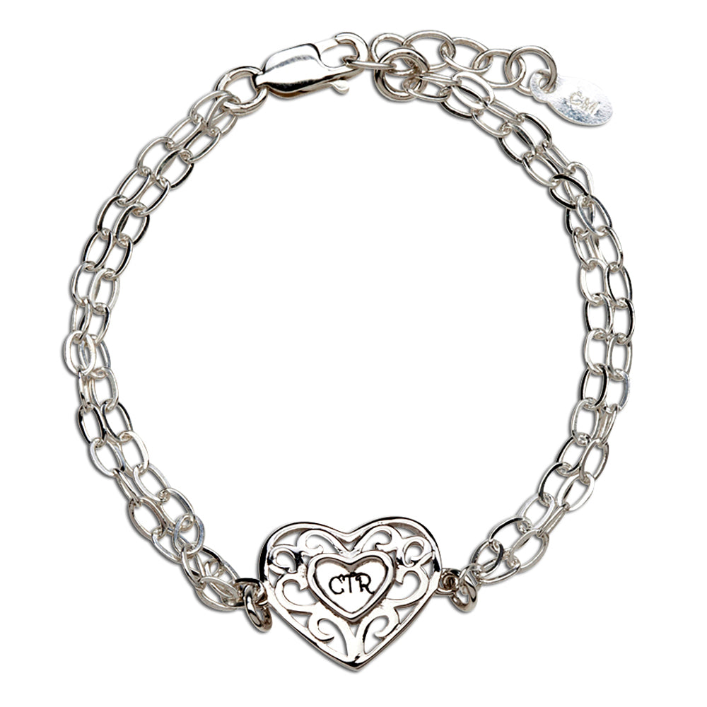 CTR Bracelet with Silver Heart for Girls