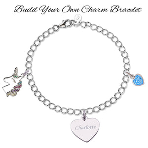 Personalized Sterling Silver Charm Bracelet with 3 Charms for Girls