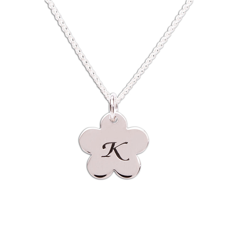 Sterling Silver Initial Daisy Necklace for Little Girls