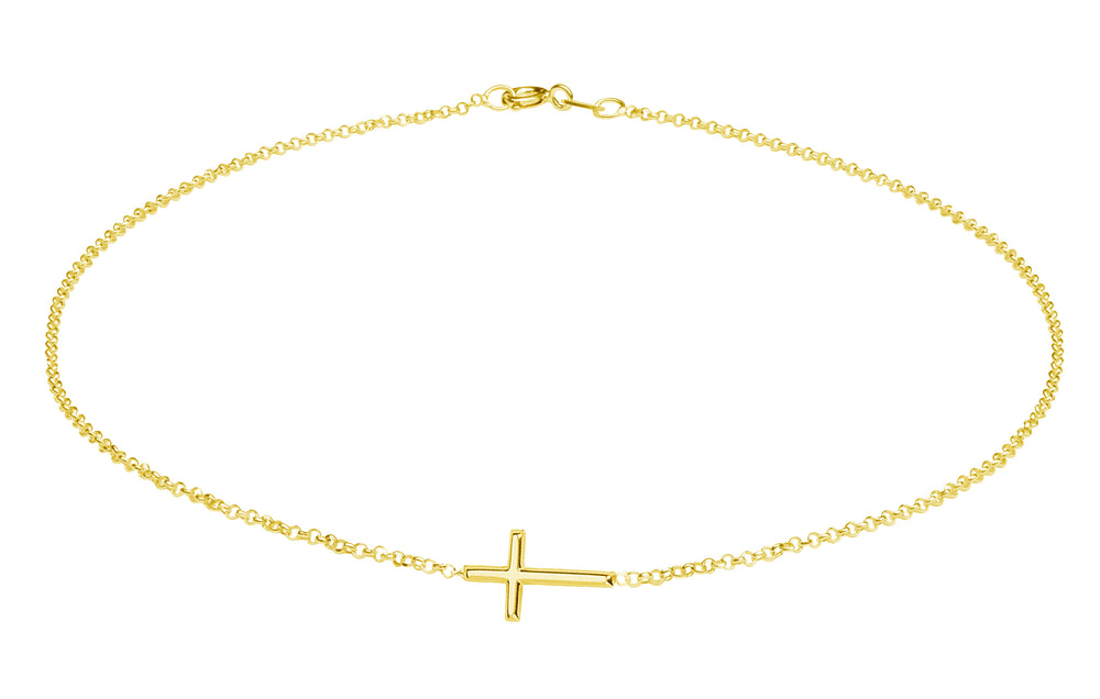 14K Gold-Plated Children's Horizontal Cross Necklace
