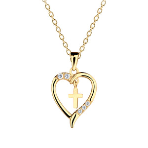 Timeless First Communion Cross Heart Necklace Gift for Girls