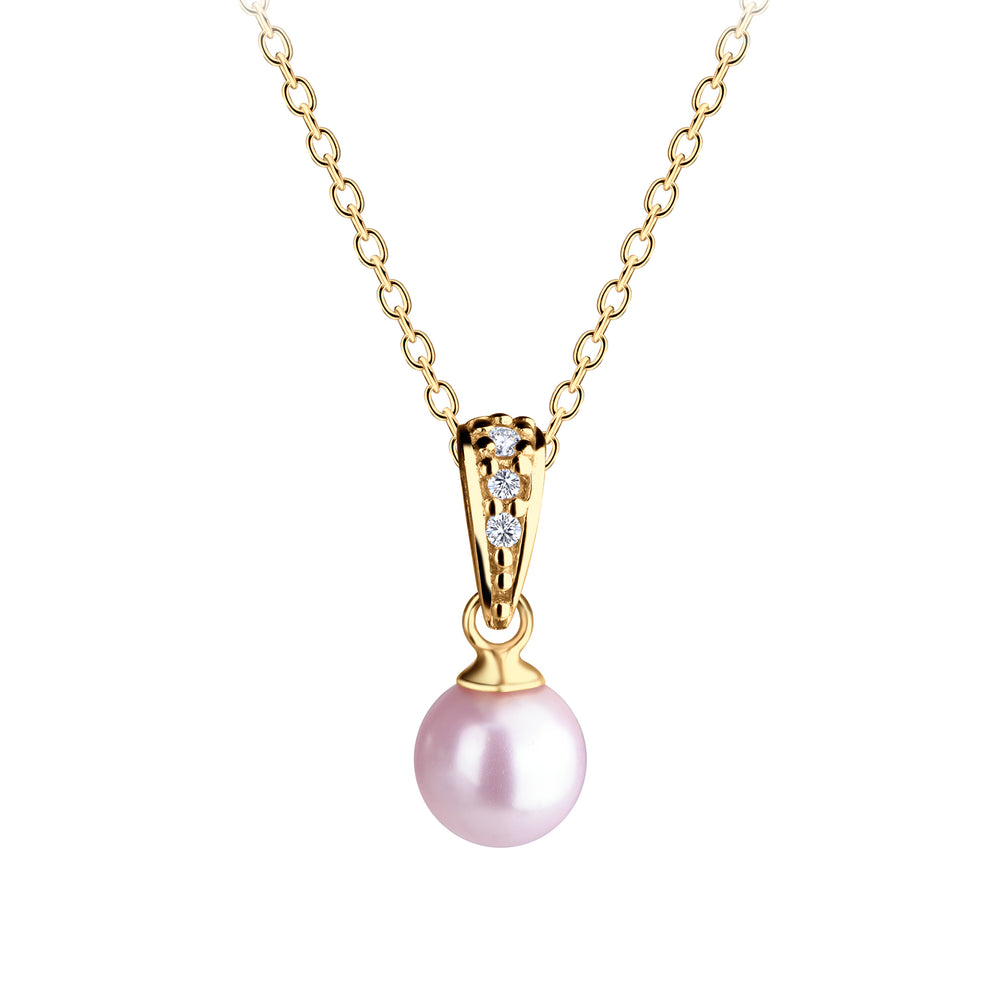 14K Gold-Plated Children's Pink Pearl Necklace for Kids