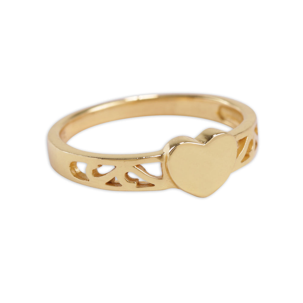 14K Gold Plated Baby Heart Ring - Engraved Initial Heart Ring (GPBR-07)