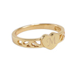 14K Gold Plated Baby Heart Ring - Engraved Initial Heart Ring (GPBR-07)
