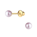 14K Gold-Plated Pink Pearl Earrings for Infants and Kids