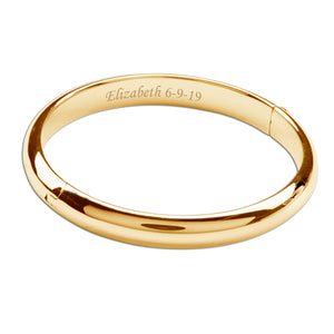 14K Gold-Plated Bangle Bracelet for Babies, Kids, or Women with FREE Engraving - Classic