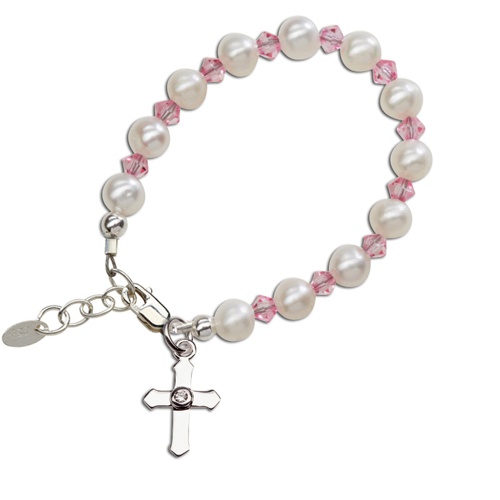 Pink cross baby bracelet