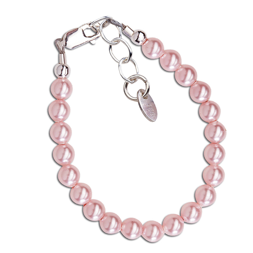 Sterling Silver Pink Pearl Bracelet Infant Baby Gift for Toddlers, Kids and Little Girls