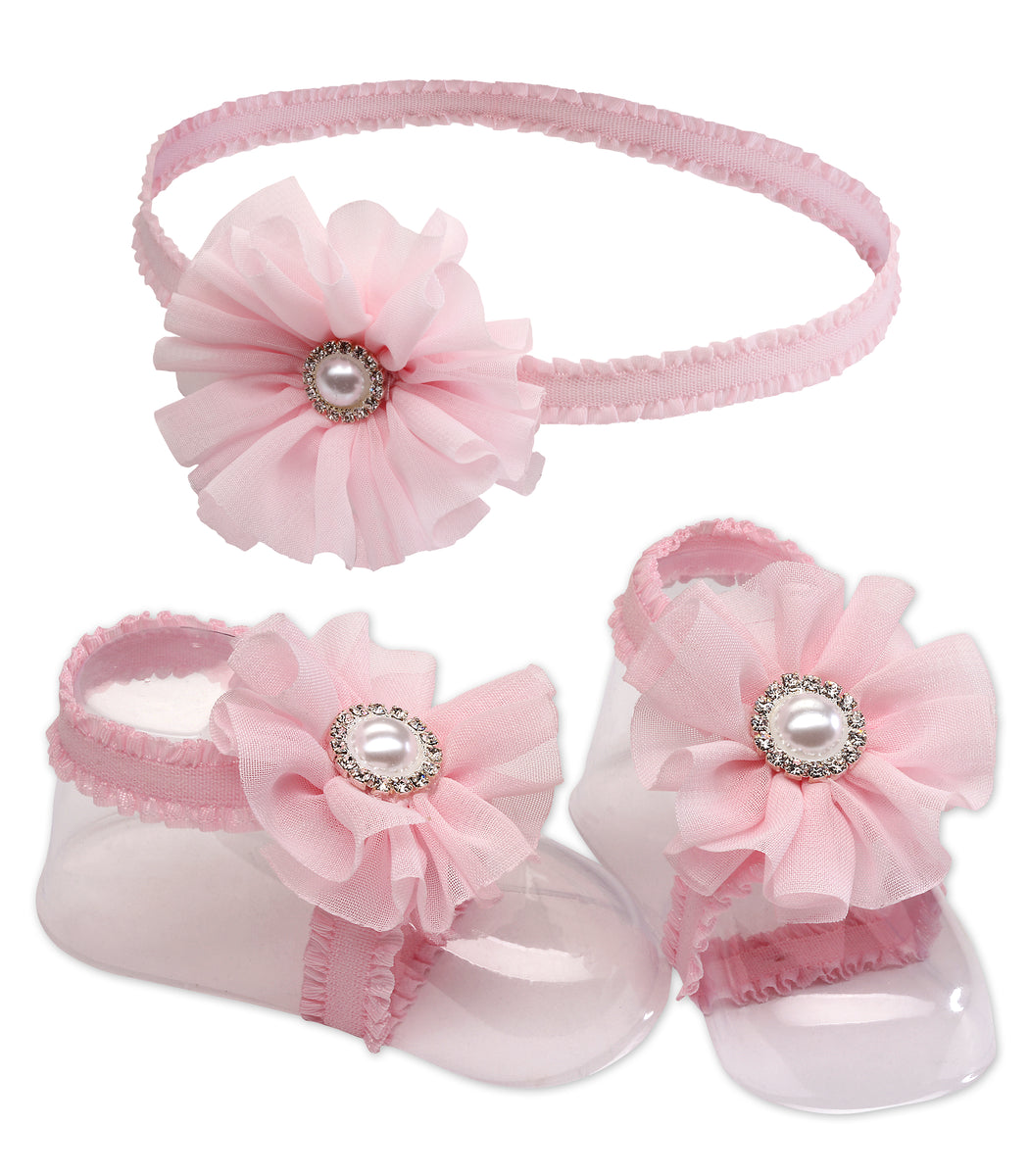 Baby Barefoot Sandal and Headband New Baby Girl Shower Gift – Cherished Moments Jewelry
