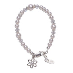 Lila - Sterling Silver Pearl Bracelet with Daisy, Flower Girl Gift