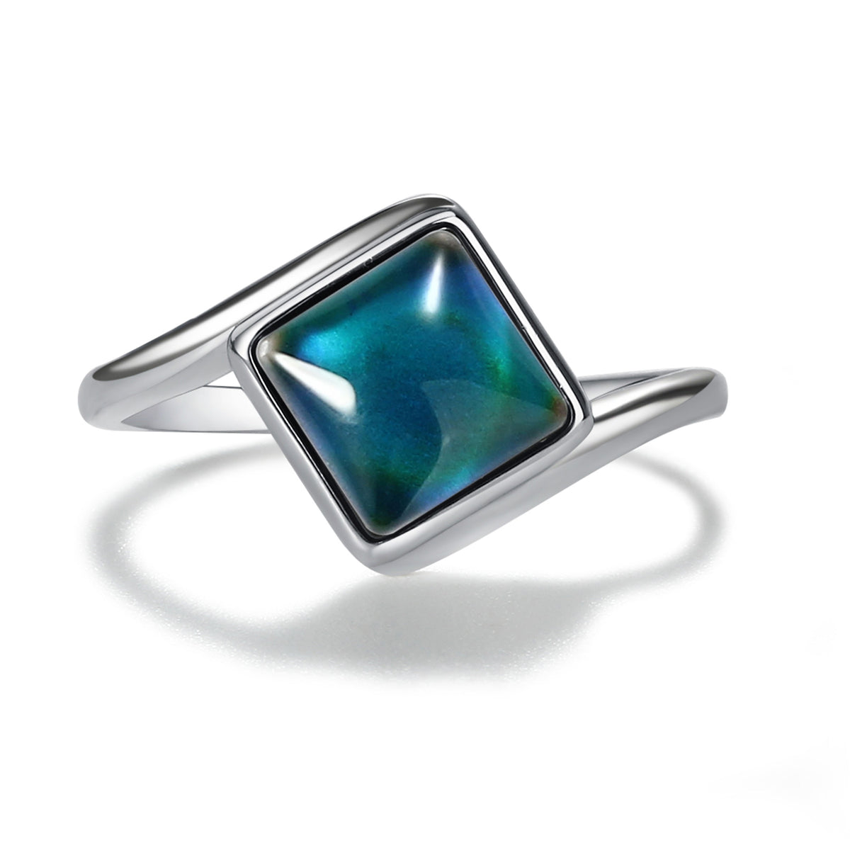 Sterling Silver Color Changing Square Mood Ring for Children and