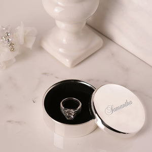 Custom Silver Round Jewelry Box with Engraving