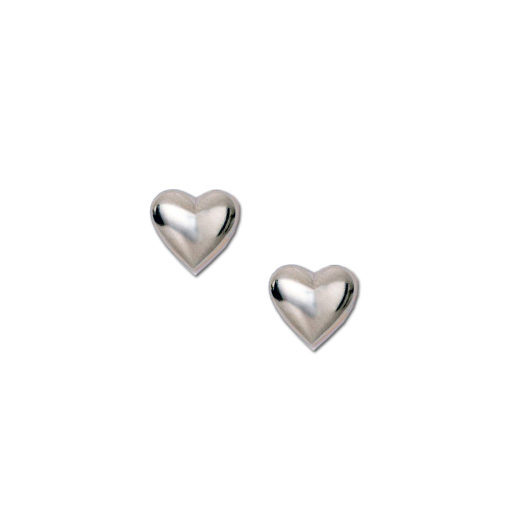 Sterling Silver Puff Heart Earrings with Screw Backs