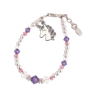SALE! Unicorn (Lavender) - Sterling Silver Unicorn Bracelet for Little Girls