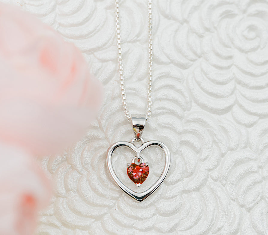 January Birthstone Dancing Heart Pendant