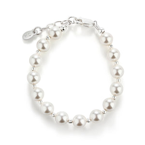 Sterling Silver Bracelet with Chunky Pearls for Little Girls