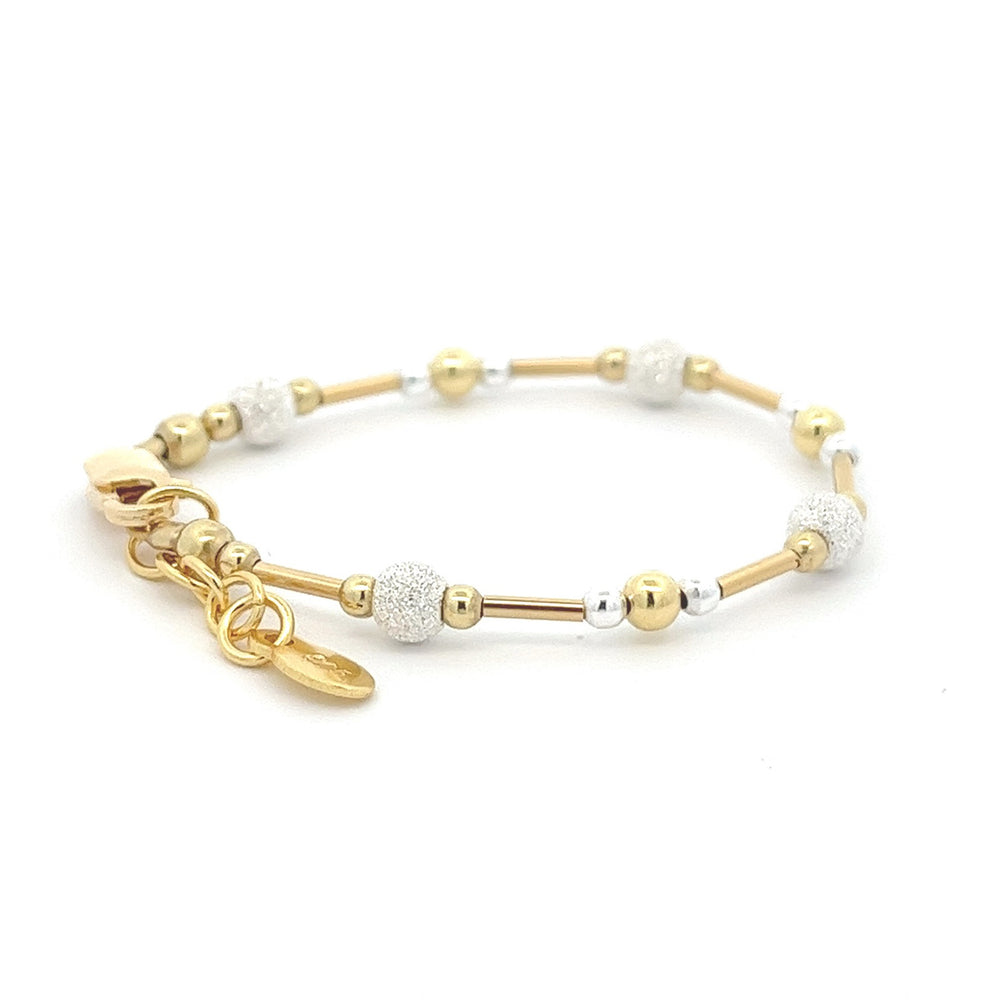 Little Girls 14K Gold-Plated Bracelet with Silver Stardust Beads