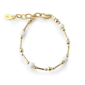 Little Girls 14K Gold-Plated Bracelet with Silver Stardust Beads